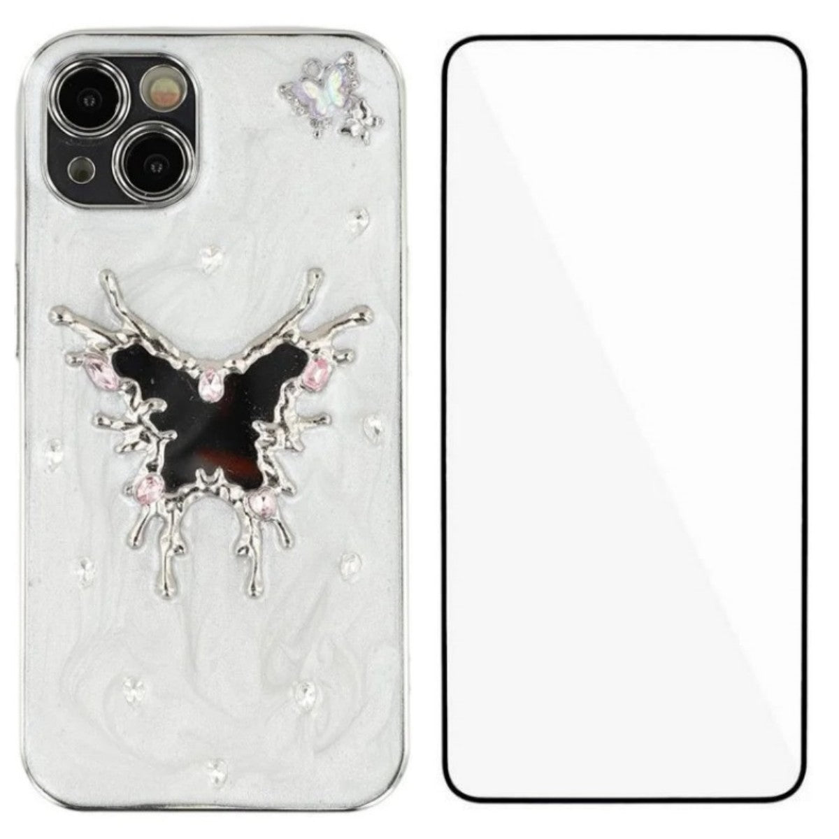 For iPhone 14 Case WANLONFENG Electroplated Epoxy TPU + Acrylic Phone Cover with Tempered Glass - TechGearPal