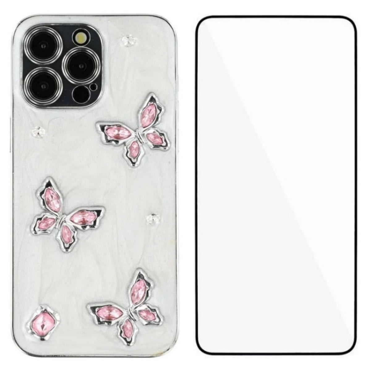 For iPhone 14 Pro Max Case WANLONFENG Electroplated Epoxy TPU + Acrylic Phone Cover with Tempered Glass - TechGearPal