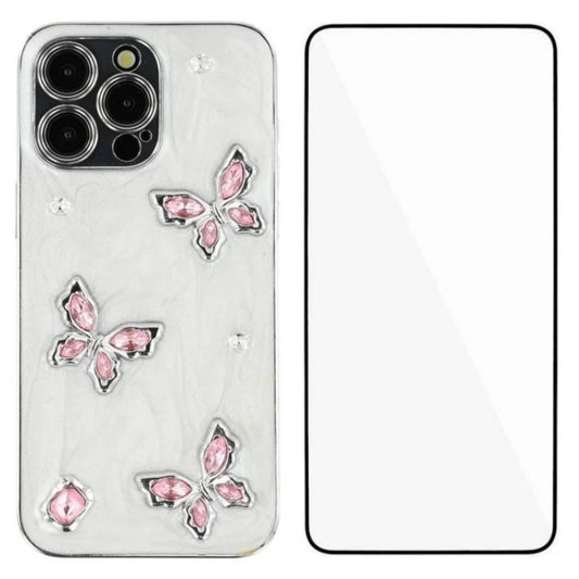 For iPhone 14 Pro Max Case WANLONFENG Electroplated Epoxy TPU + Acrylic Phone Cover with Tempered Glass - TechGearPal