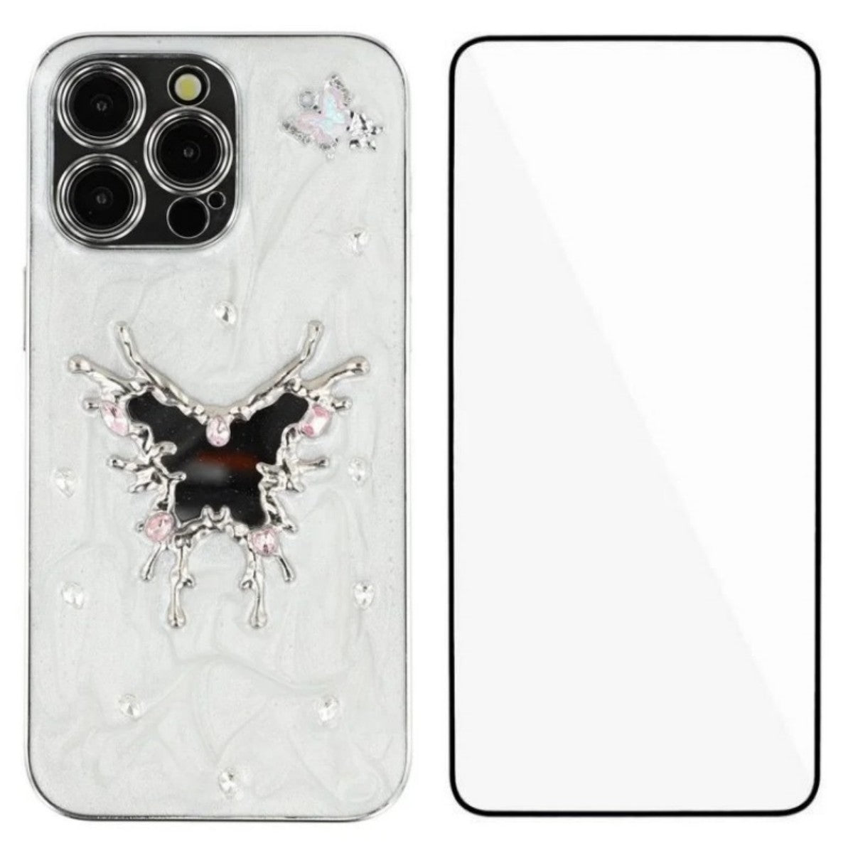 For iPhone 14 Pro Max Case WANLONFENG Electroplated Epoxy TPU + Acrylic Phone Cover with Tempered Glass - TechGearPal