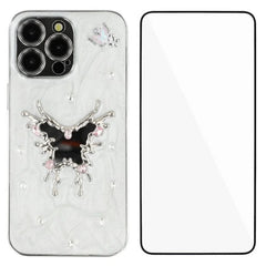 For iPhone 14 Pro Max Case WANLONFENG Electroplated Epoxy TPU + Acrylic Phone Cover with Tempered Glass - TechGearPal