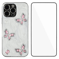 For iPhone 16 Pro Max Case WANLONFENG Electroplated Epoxy TPU + Acrylic Phone Cover with Tempered Glass