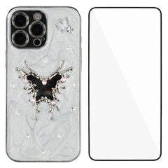 For iPhone 16 Pro Max Case WANLONFENG Electroplated Epoxy TPU + Acrylic Phone Cover with Tempered Glass