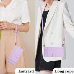 For iPhone 16 Case Multi Card Slots Zipper Leather Phone Cover with Shoulder Strap / Wrist Strap