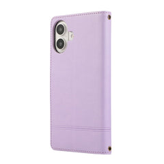 For iPhone 16 Case Multi Card Slots Zipper Leather Phone Cover with Shoulder Strap / Wrist Strap
