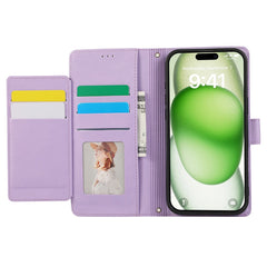 For iPhone 16 Case Multi Card Slots Zipper Leather Phone Cover with Shoulder Strap / Wrist Strap