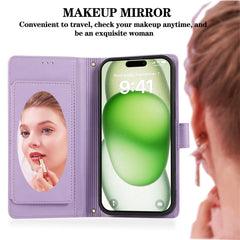 For iPhone 16 Case Multi Card Slots Zipper Leather Phone Cover with Shoulder Strap / Wrist Strap