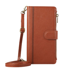 For Samsung Galaxy A16 4G / 5G / A26 5G Case Multi Card Slots Zipper Leather Phone Cover with Shoulder Strap / Wrist Strap