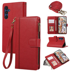 For Samsung Galaxy A16 4G / 5G / A26 5G Case Multi Card Slots Zipper Leather Phone Cover with Shoulder Strap / Wrist Strap