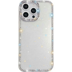 For iPhone 14 Pro Max Case Rhinestone Edge Glitter Back TPU + PC IMD Phone Cover - TechGearPal