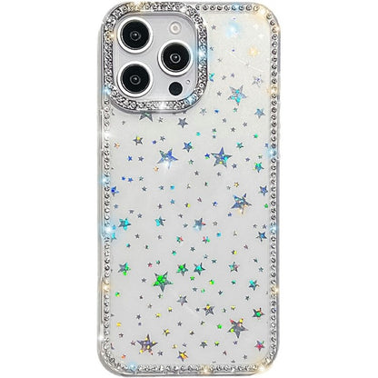 For iPhone 14 Pro Max Case Rhinestone Edge Glitter Back TPU + PC IMD Phone Cover - TechGearPal