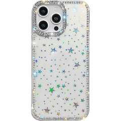 For iPhone 14 Pro Max Case Rhinestone Edge Glitter Back TPU + PC IMD Phone Cover - TechGearPal
