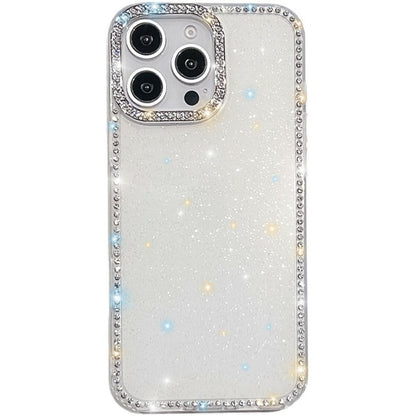 For iPhone 14 Pro Max Case Rhinestone Edge Glitter Back TPU + PC IMD Phone Cover - TechGearPal