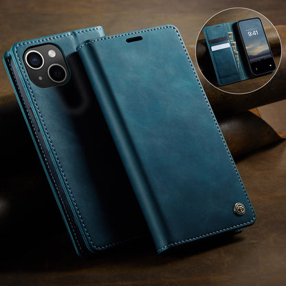 For iPhone 13 6.1 inch Case CASEME 033 Series RFID Blocking Wallet Stand Calf Texture Leather Phone Cover - TechGearPal