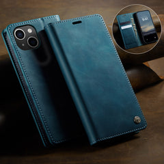 For iPhone 13 6.1 inch Case CASEME 033 Series RFID Blocking Wallet Stand Calf Texture Leather Phone Cover - TechGearPal