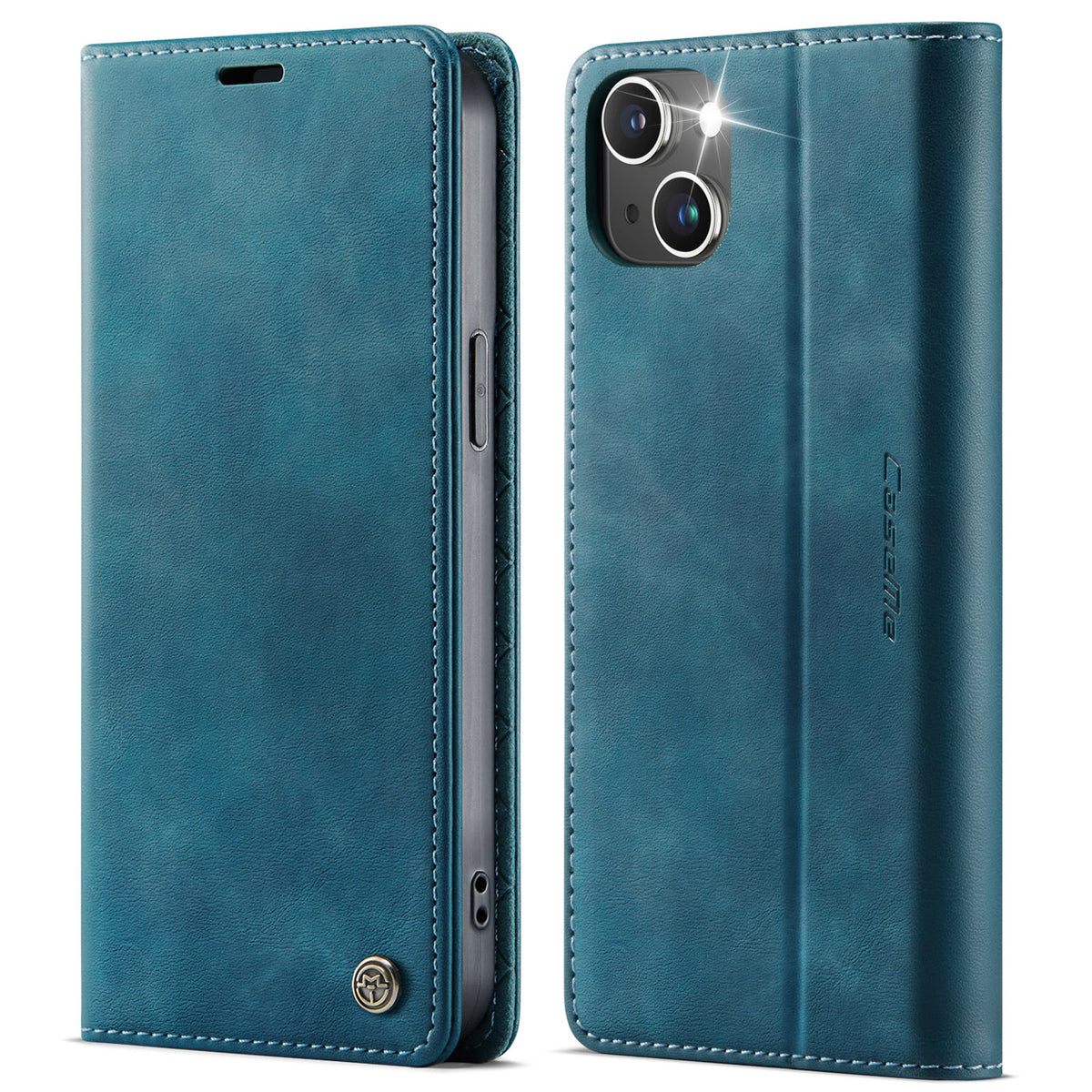 For iPhone 13 6.1 inch Case CASEME 033 Series RFID Blocking Wallet Stand Calf Texture Leather Phone Cover - TechGearPal