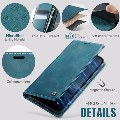 For iPhone 13 6.1 inch Case CASEME 033 Series RFID Blocking Wallet Stand Calf Texture Leather Phone Cover - TechGearPal