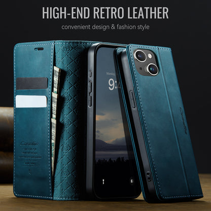 For iPhone 13 6.1 inch Case CASEME 033 Series RFID Blocking Wallet Stand Calf Texture Leather Phone Cover - TechGearPal