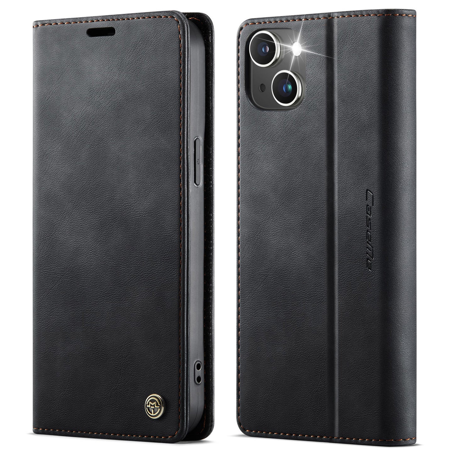 For iPhone 13 6.1 inch Case CASEME 033 Series RFID Blocking Wallet Stand Calf Texture Leather Phone Cover - TechGearPal