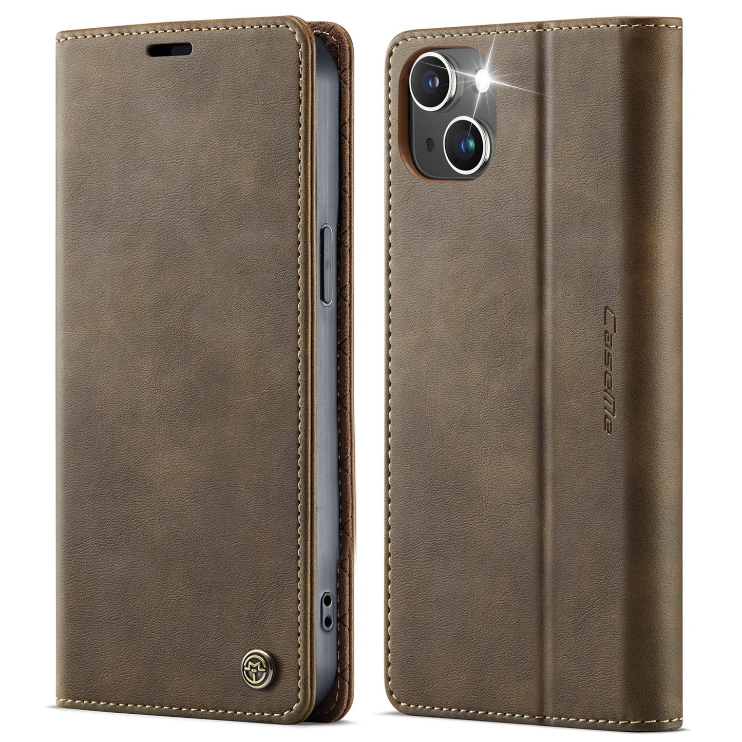 For iPhone 13 6.1 inch Case CASEME 033 Series RFID Blocking Wallet Stand Calf Texture Leather Phone Cover - TechGearPal