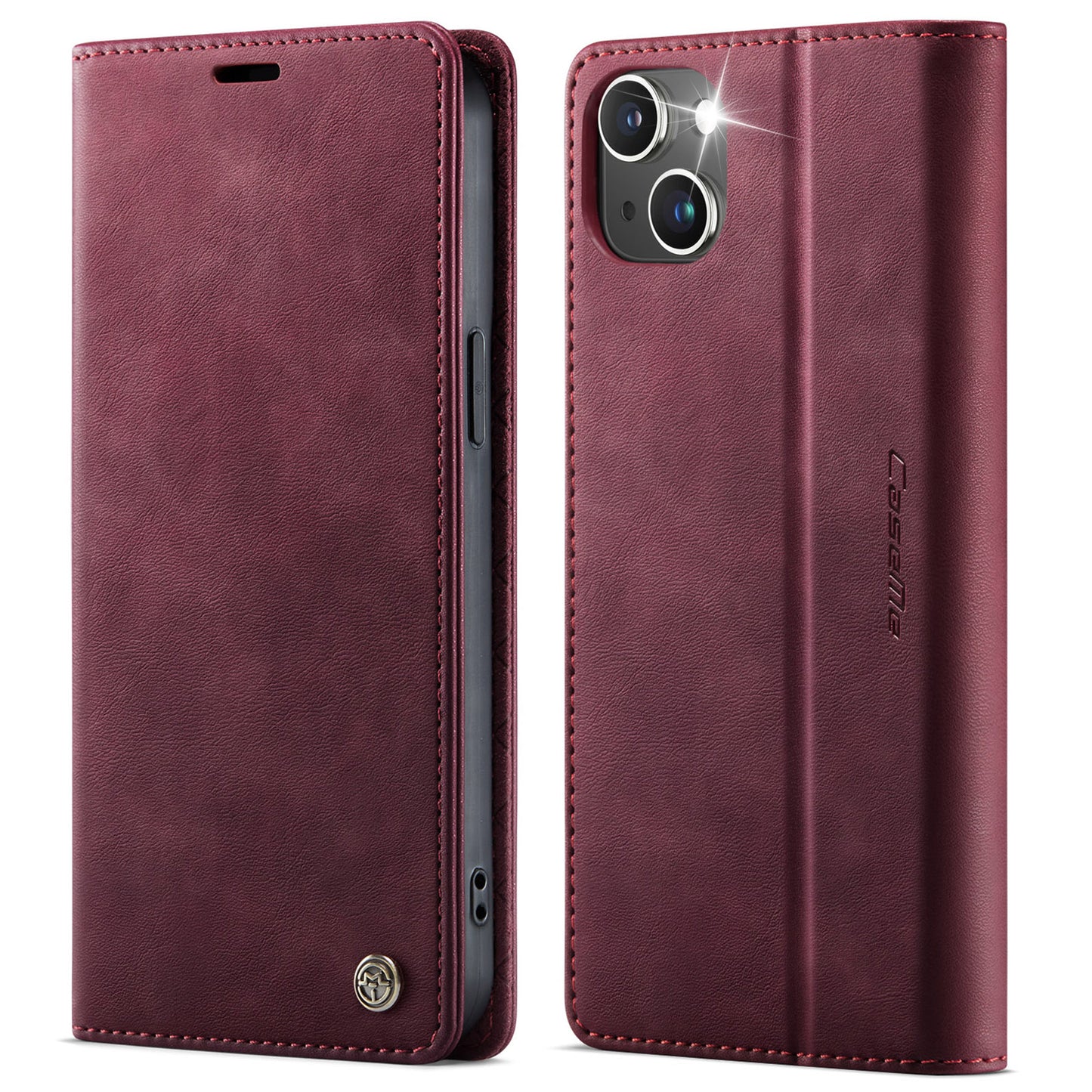 For iPhone 13 6.1 inch Case CASEME 033 Series RFID Blocking Wallet Stand Calf Texture Leather Phone Cover - TechGearPal