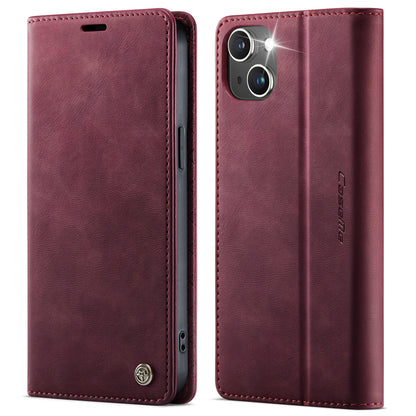 For iPhone 13 6.1 inch Case CASEME 033 Series RFID Blocking Wallet Stand Calf Texture Leather Phone Cover - TechGearPal