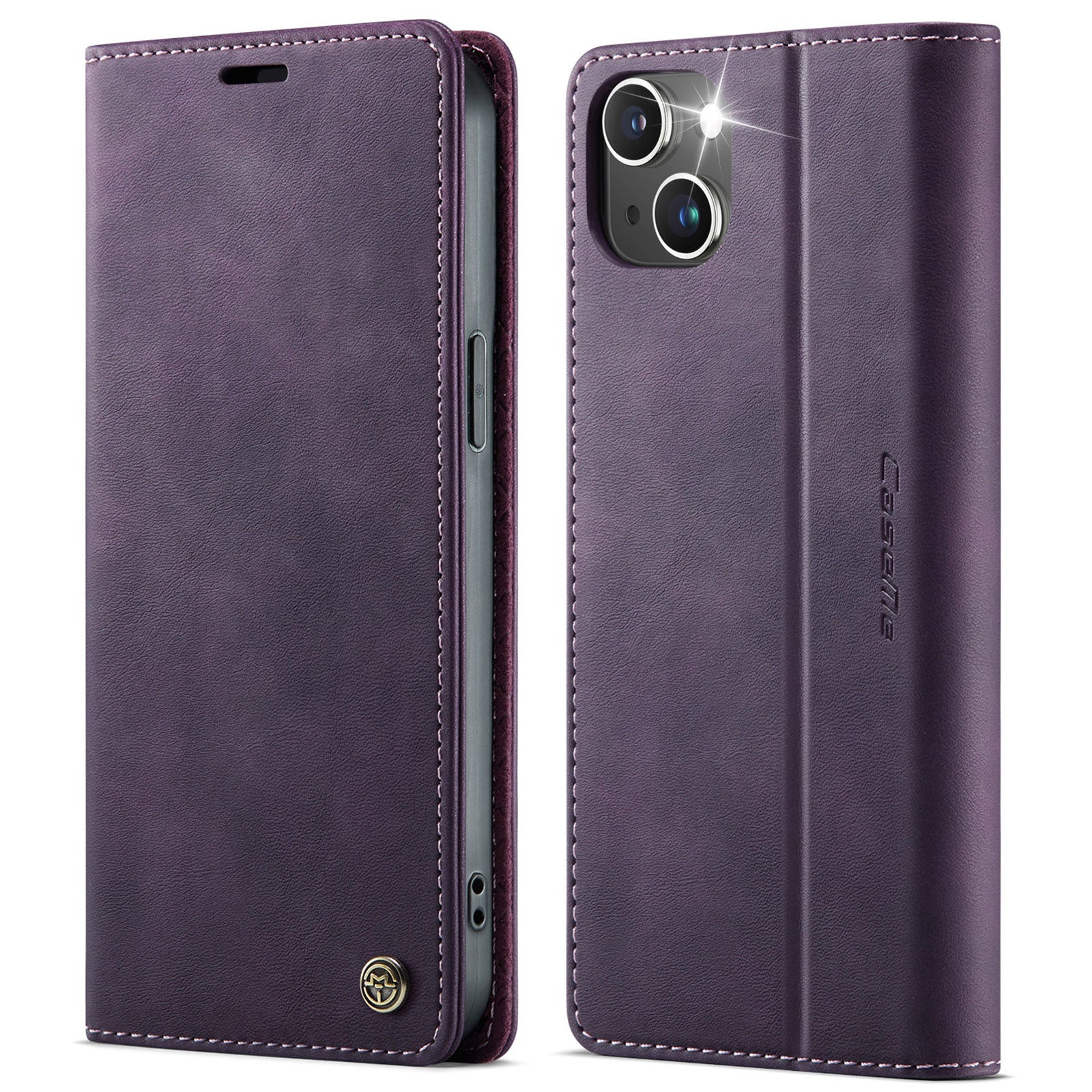 For iPhone 13 6.1 inch Case CASEME 033 Series RFID Blocking Wallet Stand Calf Texture Leather Phone Cover - TechGearPal
