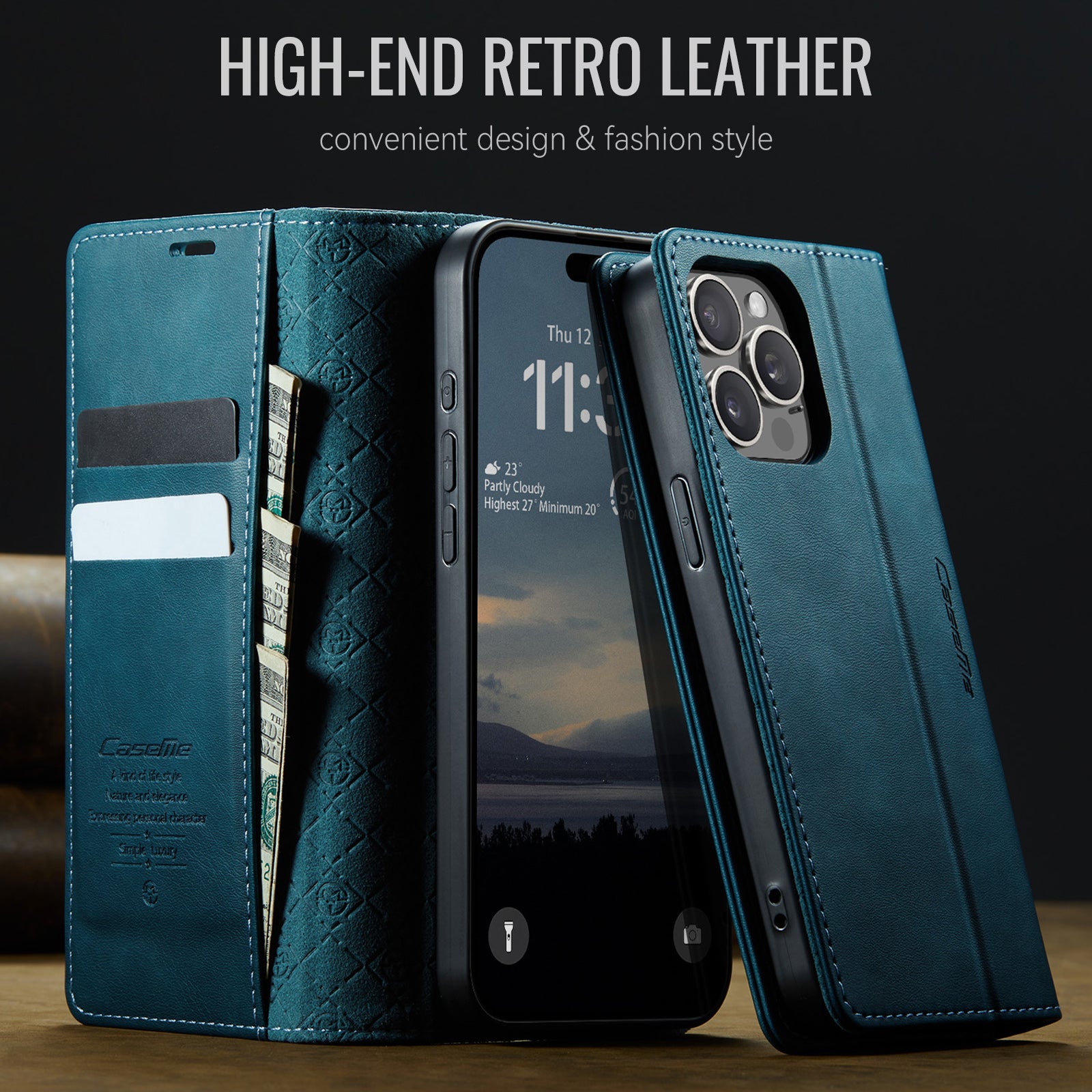 For iPhone 13 Pro Max 6.7 inch Case CASEME 033 Series RFID Blocking Wallet Stand Calf Texture Leather Phone Cover - TechGearPal