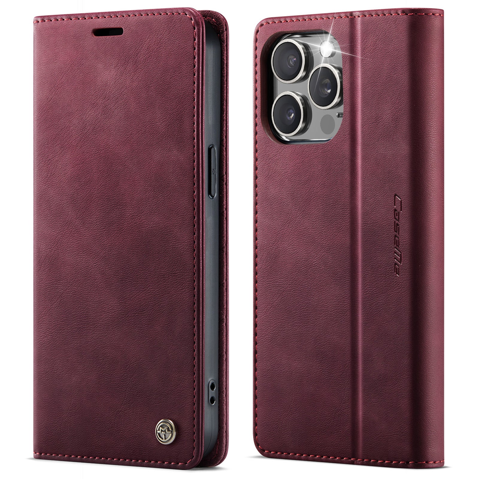 For iPhone 13 Pro Max 6.7 inch Case CASEME 033 Series RFID Blocking Wallet Stand Calf Texture Leather Phone Cover - TechGearPal