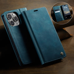 For iPhone 13 Pro 6.1 inch Case CASEME 033 Series RFID Blocking Wallet Stand Calf Texture Leather Phone Cover - TechGearPal