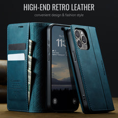 For iPhone 13 Pro 6.1 inch Case CASEME 033 Series RFID Blocking Wallet Stand Calf Texture Leather Phone Cover - TechGearPal