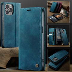 For iPhone 13 Pro 6.1 inch Case CASEME 033 Series RFID Blocking Wallet Stand Calf Texture Leather Phone Cover - TechGearPal