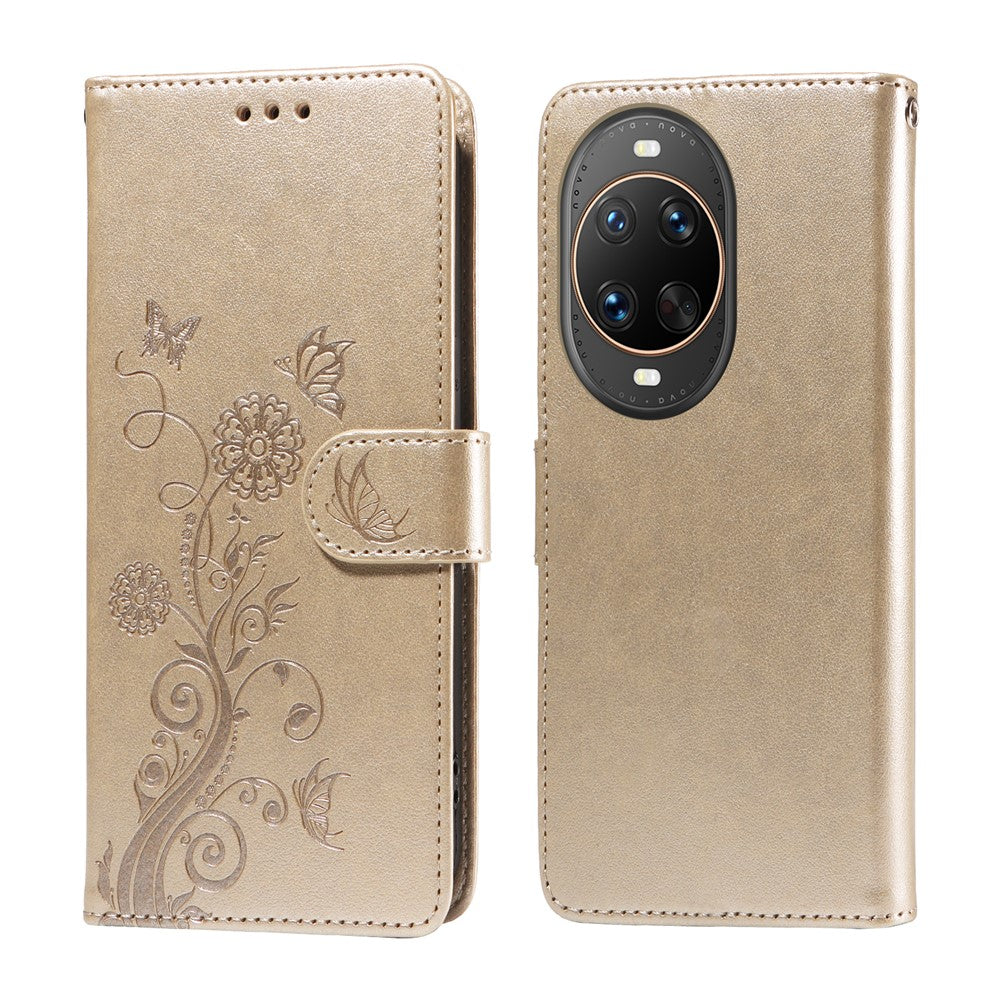 Étui portefeuille en cuir avec support pour Huawei Nova 14 Ultra 5G, motif papillon et fleurs 