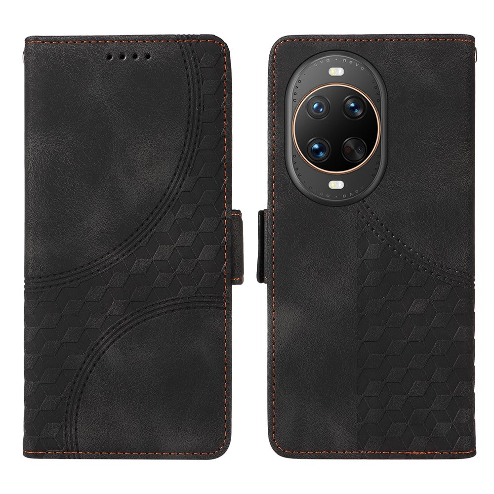 Étui portefeuille en cuir pour Huawei Nova 14 Ultra 5G, motif losange imprimé, support et sangle 