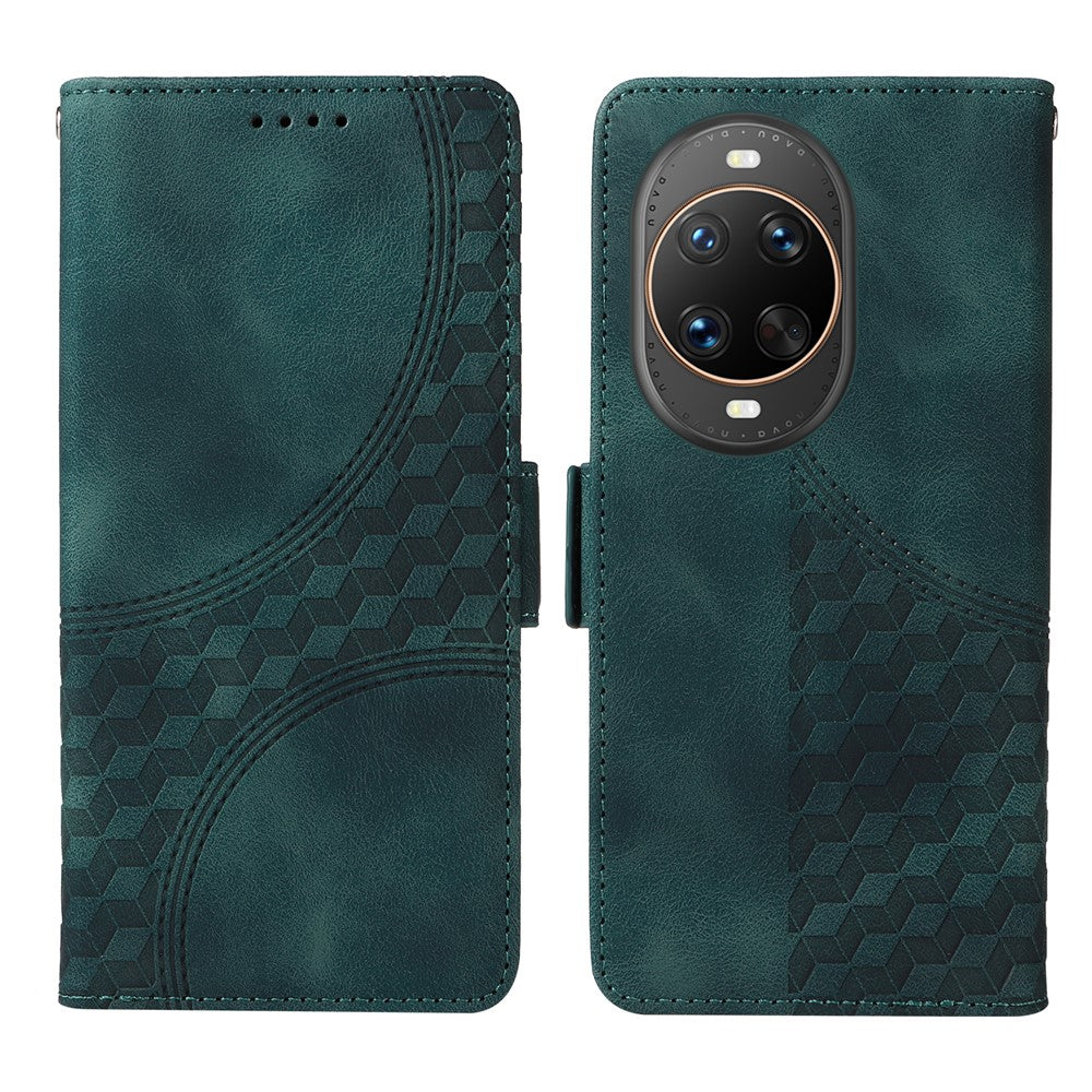 Étui portefeuille en cuir pour Huawei Nova 14 Ultra 5G, motif losange imprimé, support et sangle 