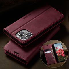 For iPhone 16 Pro Max Case CASEME 033 Series RFID Blocking Wallet Stand Calf Texture Leather Phone Cover