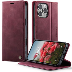 For iPhone 16 Pro Max Case CASEME 033 Series RFID Blocking Wallet Stand Calf Texture Leather Phone Cover