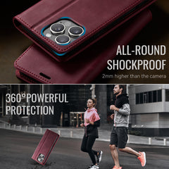 For iPhone 16 Pro Max Case CASEME 033 Series RFID Blocking Wallet Stand Calf Texture Leather Phone Cover