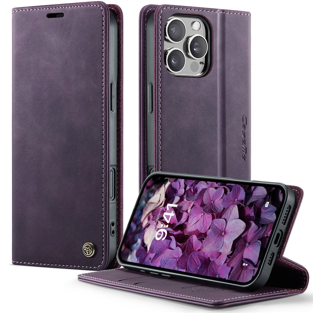 For iPhone 16 Pro Max Case CASEME 033 Series RFID Blocking Wallet Stand Calf Texture Leather Phone Cover