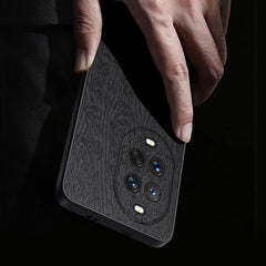 Für Huawei nova 14 Pro 5G Hülle Holzstruktur PU-Leder beschichtet PC TPU Telefonabdeckung 