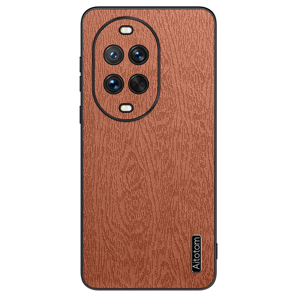 Coque pour Huawei Nova 14 Ultra 5G, texture bois, revêtement en cuir PU, PC TPU 