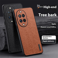 Coque pour Huawei Nova 14 Ultra 5G, texture bois, revêtement en cuir PU, PC TPU 