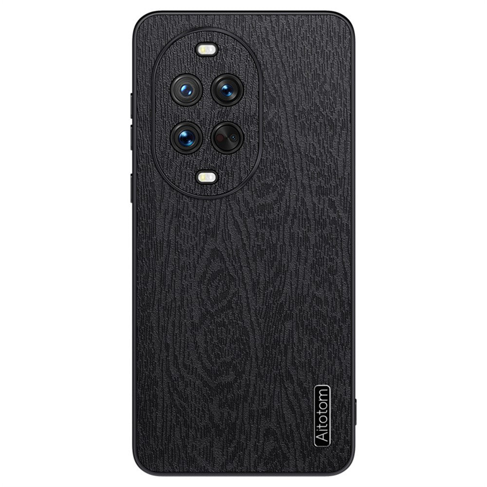 Coque pour Huawei Nova 14 Ultra 5G, texture bois, revêtement en cuir PU, PC TPU 