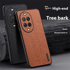 Für Huawei nova 14 5G Hülle Holzstruktur PU-Leder beschichtet PC TPU Telefonabdeckung 