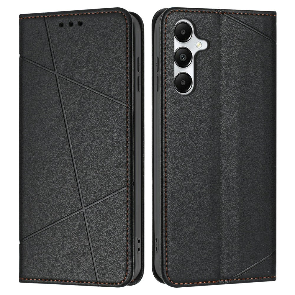 For Samsung Galaxy A36 5G Wallet Case Line Imprinted Leather Stand Phone Cover with Wrist Strap - TechGearPal