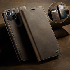 For iPhone 14 Case CASEME 033 Series RFID Blocking Wallet Stand Calf Texture Leather Phone Cover - TechGearPal
