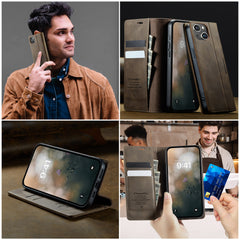 For iPhone 14 Case CASEME 033 Series RFID Blocking Wallet Stand Calf Texture Leather Phone Cover - TechGearPal