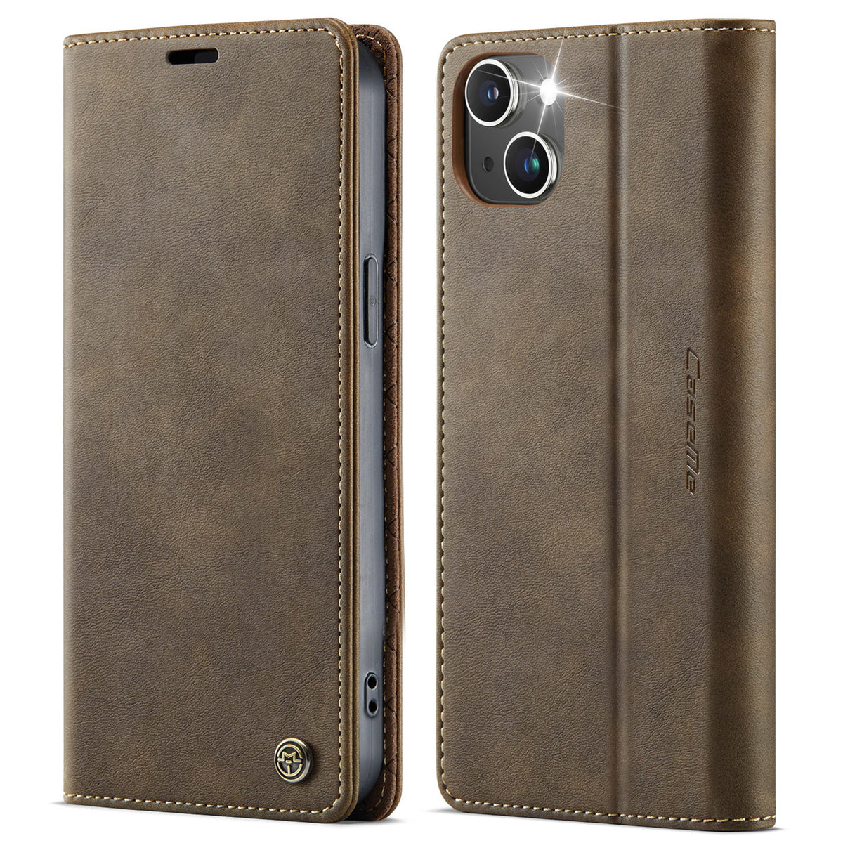 For iPhone 14 Case CASEME 033 Series RFID Blocking Wallet Stand Calf Texture Leather Phone Cover - TechGearPal