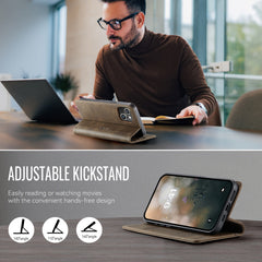 For iPhone 14 Case CASEME 033 Series RFID Blocking Wallet Stand Calf Texture Leather Phone Cover - TechGearPal