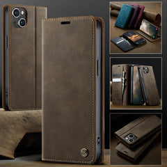 For iPhone 14 Case CASEME 033 Series RFID Blocking Wallet Stand Calf Texture Leather Phone Cover - TechGearPal